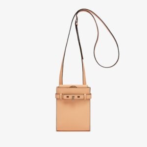 Tan Textured Leather Crossbody Bag