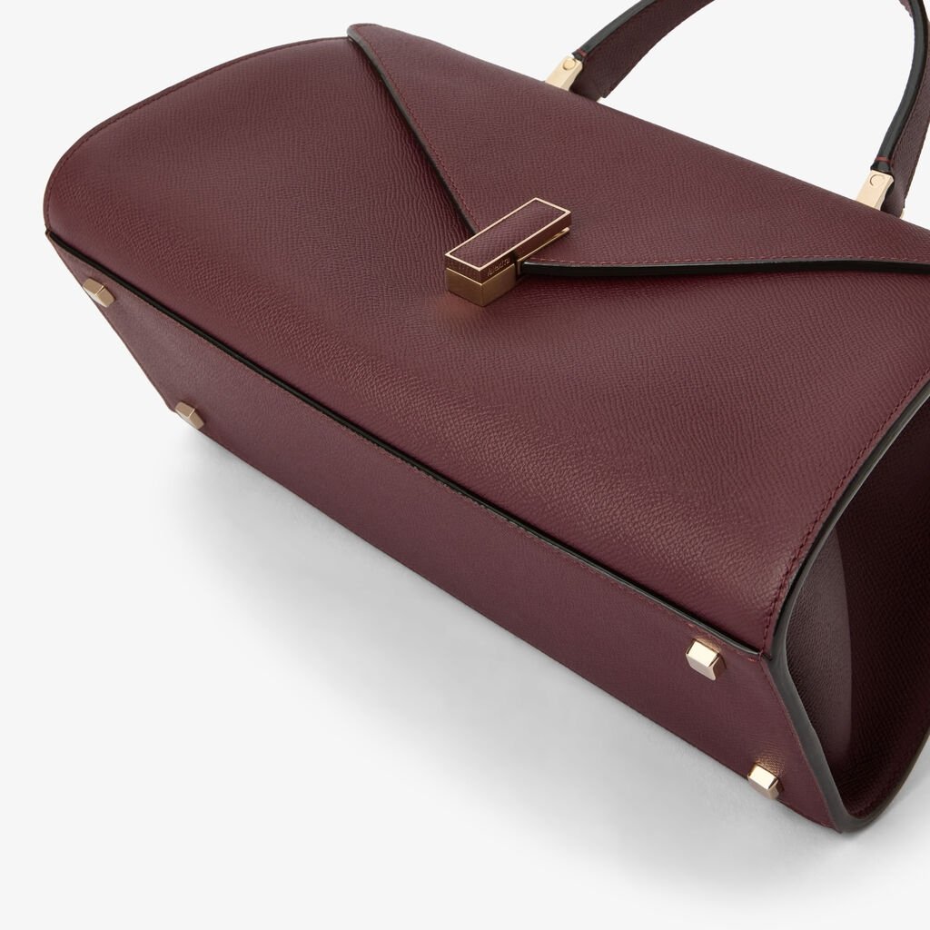 Burgundy Textured Leather Top Handle Bag - Image 2