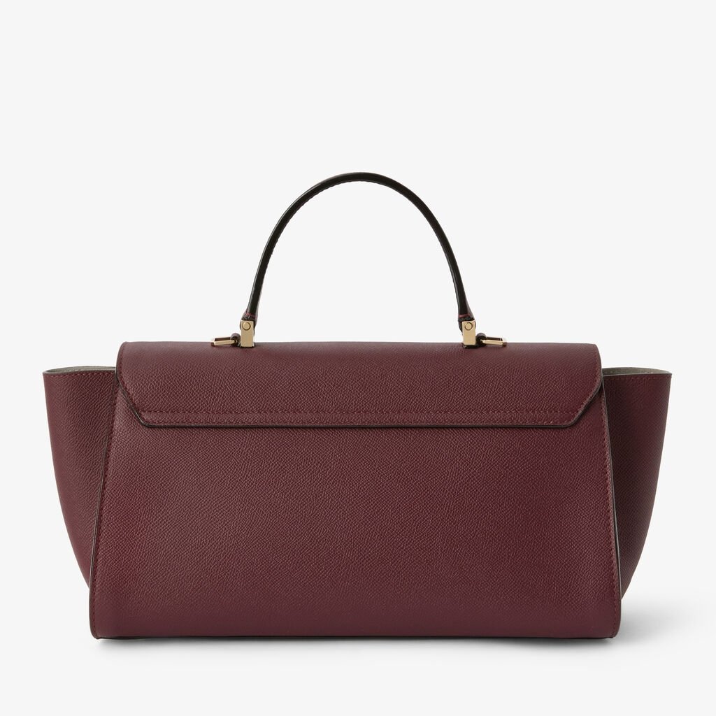 Burgundy Textured Leather Top Handle Bag - Image 4